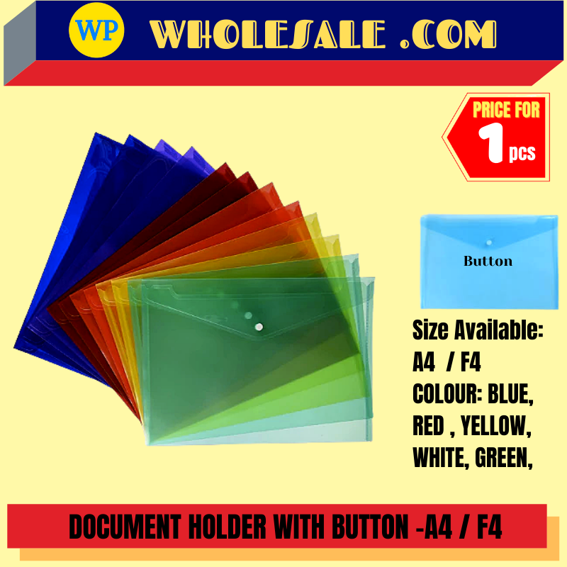 CLEAR DOCUMENT HOLDER WITH BUTTON -A4 , F4 & A5/Okada /Bag /Document Bag / DOCUMENT HOLDER / DOCUMENT CASE / MY CLEAR BAG