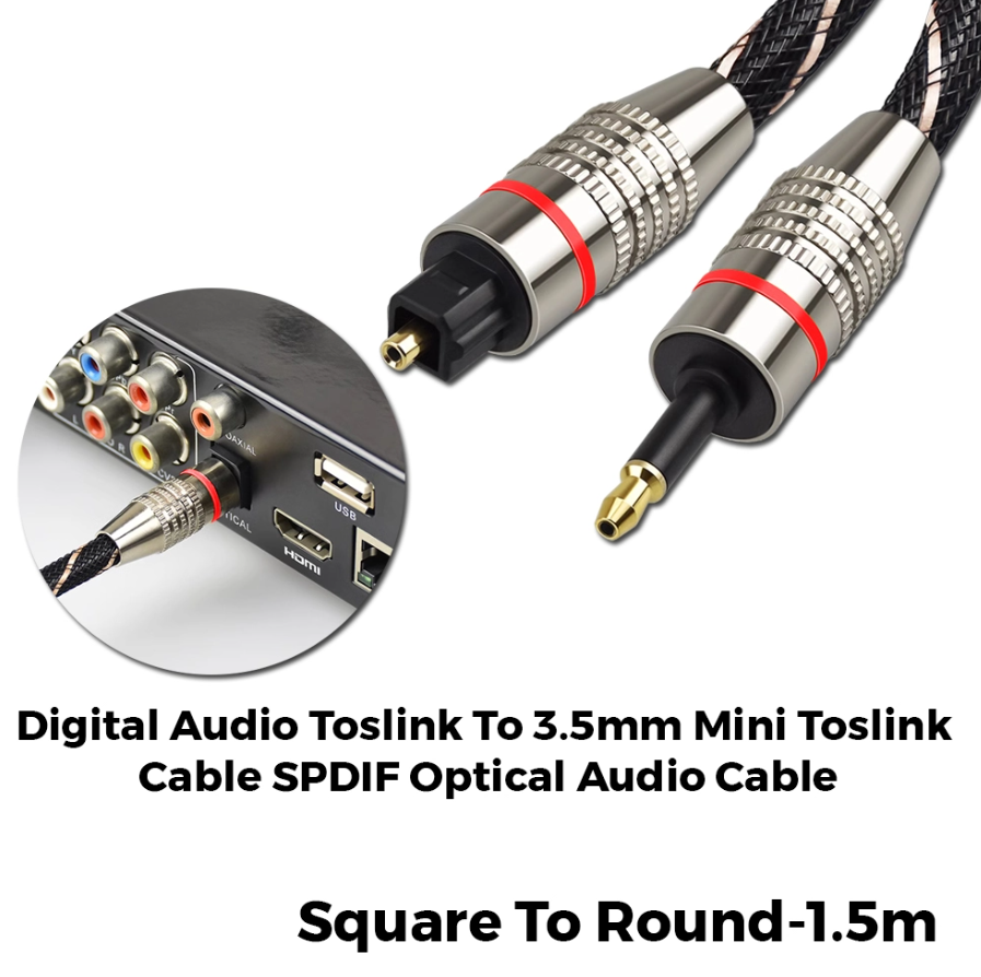 DIGITAL AUDIO TOSLINK TO 3.5MM MINI TOSLINK CABLE SPDIF OPTICAL TO OPTICAL AUDIO CABLE