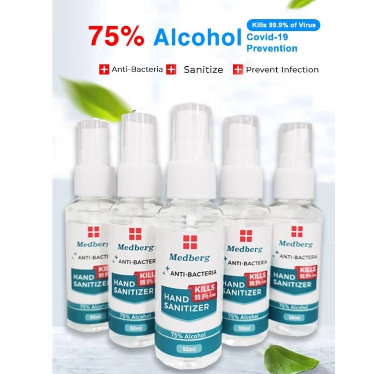 MedBreg MedBerg Hand Sanitizer with Lemon Ext. Kill 99.99% Virus & Bacteria Non Sticky (50ml)