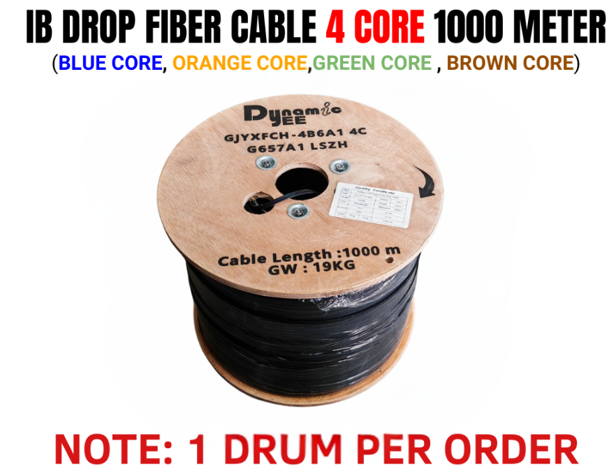 FTTH 4 CORE OUTDOOR IB DROP FIBER CABLE 1000M (FRP)GJYXFCH-4B6A1 G657A1 IB202 (NOTE: 1 DRUM PER ORDER)