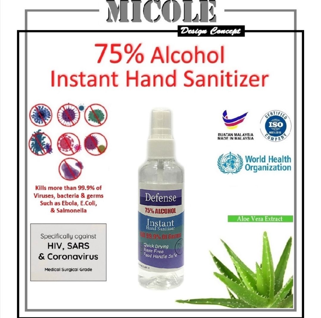 Micole Hand Sanitizer 75% Alcohol Skin Conditioner Aloe Vera 100ml spray