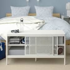 MACKAPAR Storage bench with sliding doors, white, 100x37 cm