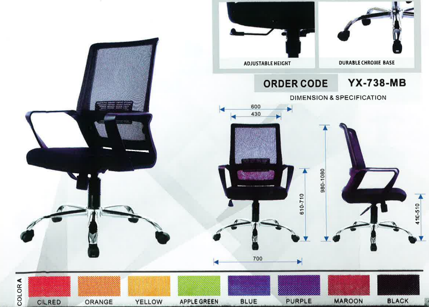 MESH MEDIUM BACK CHAIR YX-738-MB