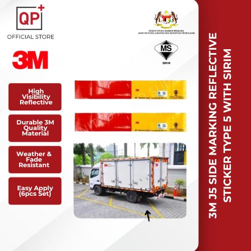 3M J5 SIDE MARKING REFLECTIVE STICKER TYPE 5 (6PCS 1SET) WITH SIRIM l PENAMPAL REFLEKTIF | 反光贴纸-1 SET 6 PCS