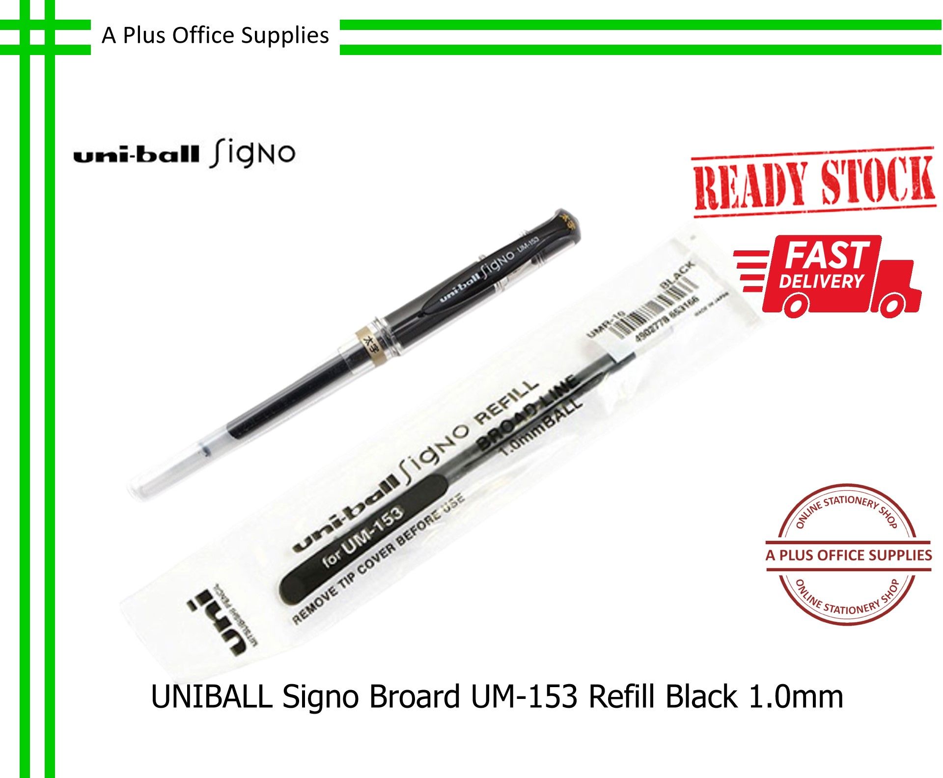 UNIBALL Signo Broard Pen Refill UM-153 1.0mm Black / Isian Semula Pen Dakwat