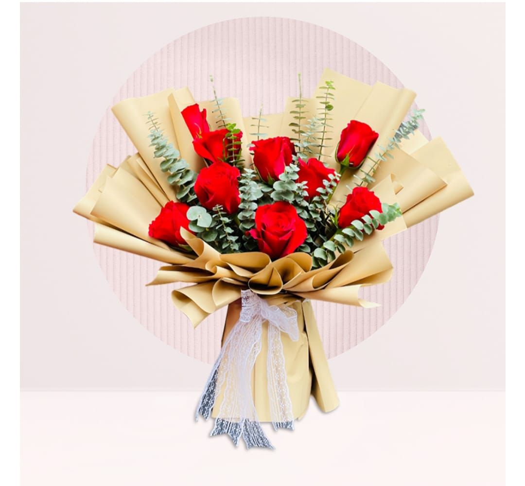 RED ROSE EUCALYPTUS BOUQUET