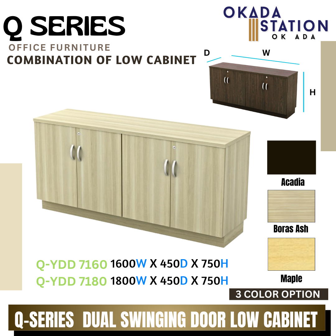 Q SERIES DUAL SWINGING DOOR LOW CABINET- (Q-YDD 7160) (Q-YDD 7180) / Q SERIES / WOODEN LOW CABINET / COMBINATION LOW CABINET / LOW CABINET / DUAL SWINGING DOOR CABINET / SWINGING DOOR CABINET / CABINET