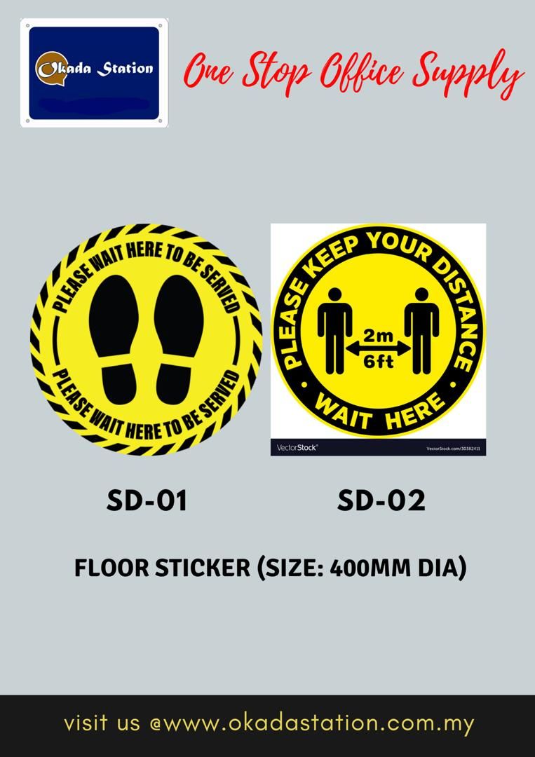 OKADA FLOOR STICKER (SOCIAL DISTANCING)-SIZE : 400MM DIA /Okada /Floor Sticker /Sticker /Social Distancing Sticker /400MM Diameter