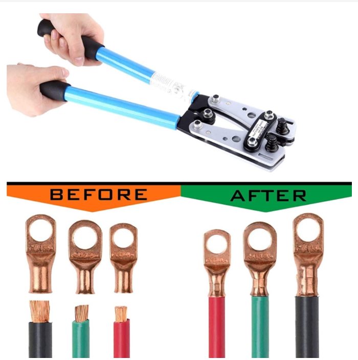 Cable Lug Crimping Tool Ratchet Wire Cutting Terminal Wire Cable Strong Crimper Plier-HX-50B 6-50mm 1/0-10 AWG