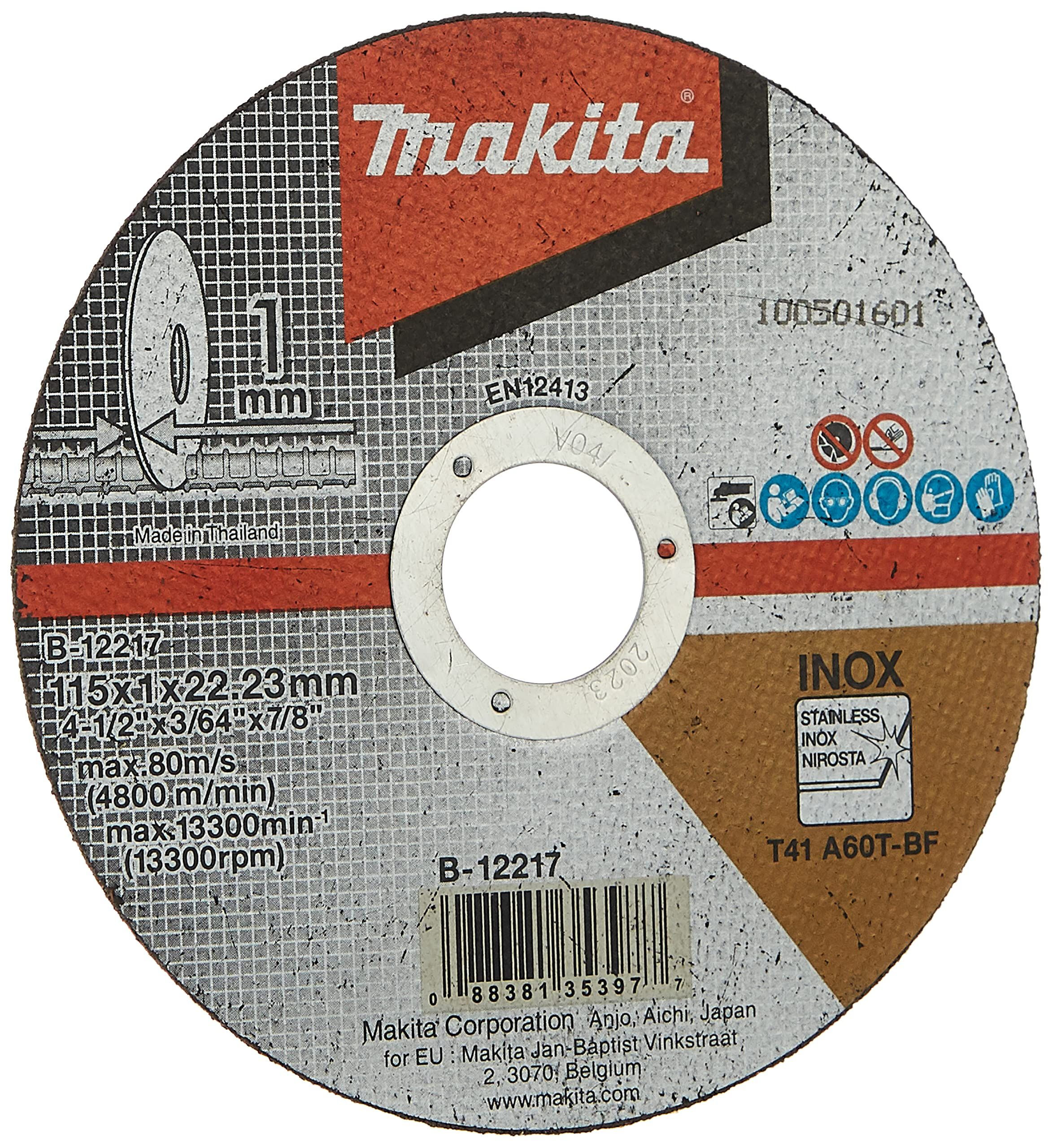 Makita *Makita B Aluminium Oxide Cutting Disc, 115mm x 1mm Thick, P60 Grit [10s]