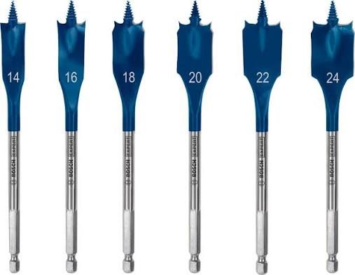 BOSCH EXPERT SELF CUT SPEED SPADE DRILL BIT SET 14/16/18/20/22/24 MM 6-PC (2608900332)