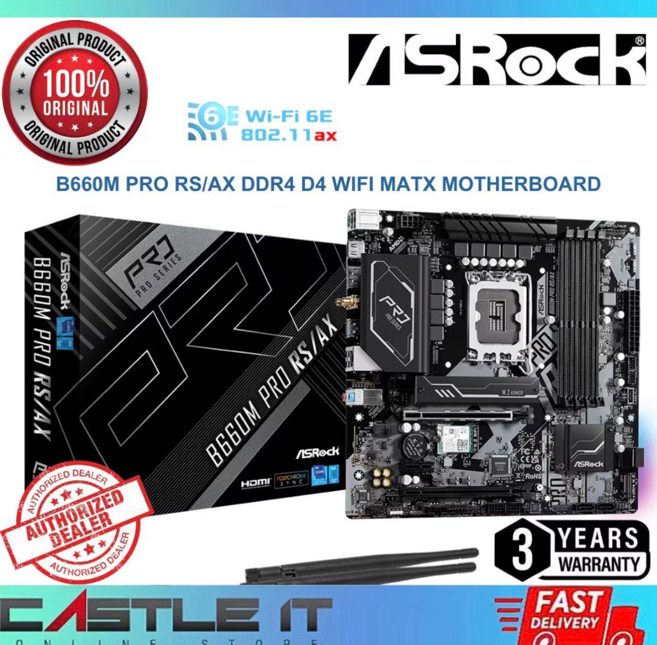 MOTHERBOARD ASROCK B660M PRO RS AX D4 LGA1700 MATX