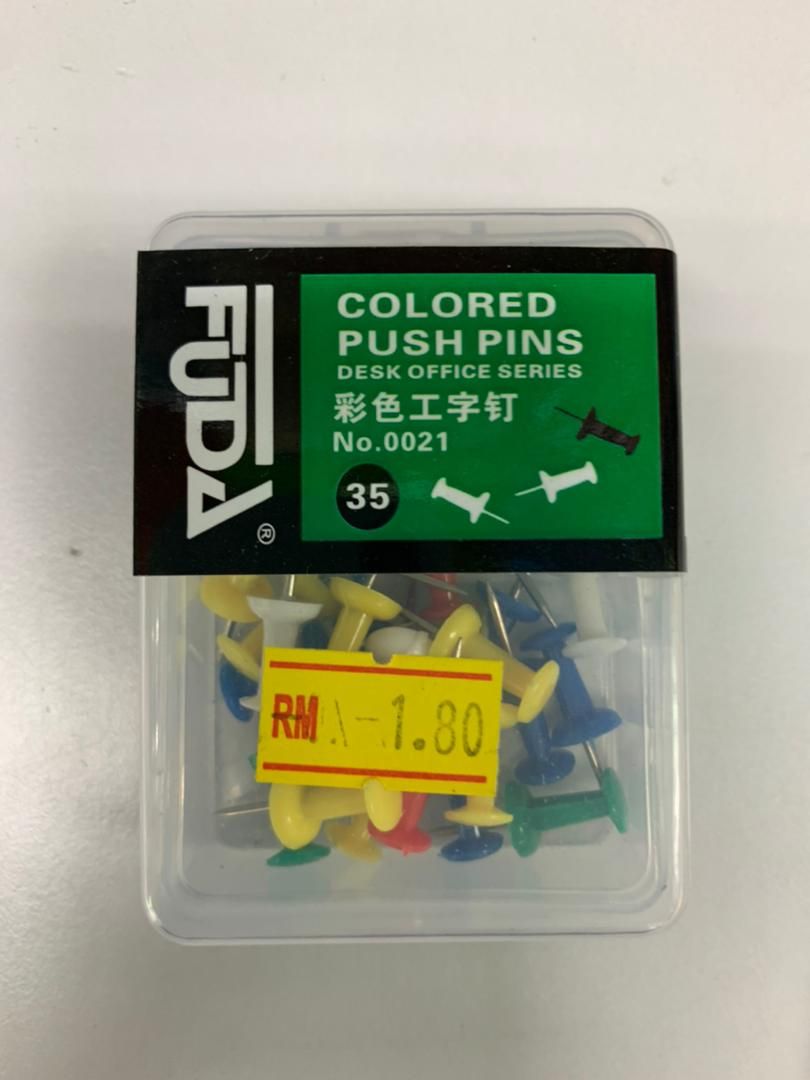 FUDA COLORED PUSH PINS NO.0021 (35PCS/BOX)