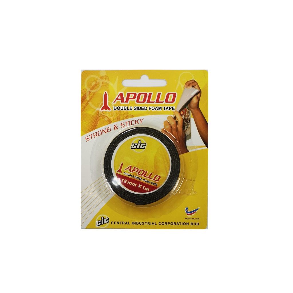 APOLLO DOUBLE SIDED GENERAL PURPOSE PE FOAM TAPE - BLACK (1 PIECE X 12MM/18MM/24MM X 1M)