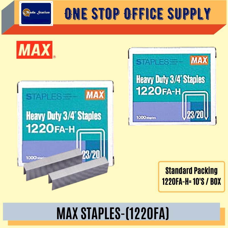MAX HEAVY DUTY STAPLES NO.1220 FA-H / Max / Staples / NO.1220 FA-H / Bullet / Ubat Staples / Stapler Refill / Max Heavy Duty Staples
