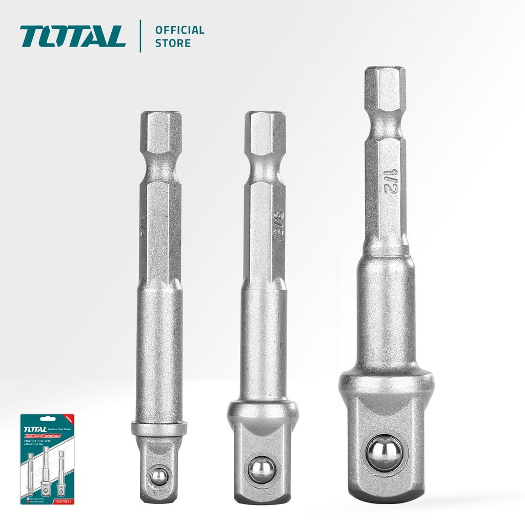 TOTAL SOCKET ADAPTOR (HEX SHANK 1/4"/1/4"/3/8"/1/2" X 65MM/65MM/73MM/3 PCS) TAC273651