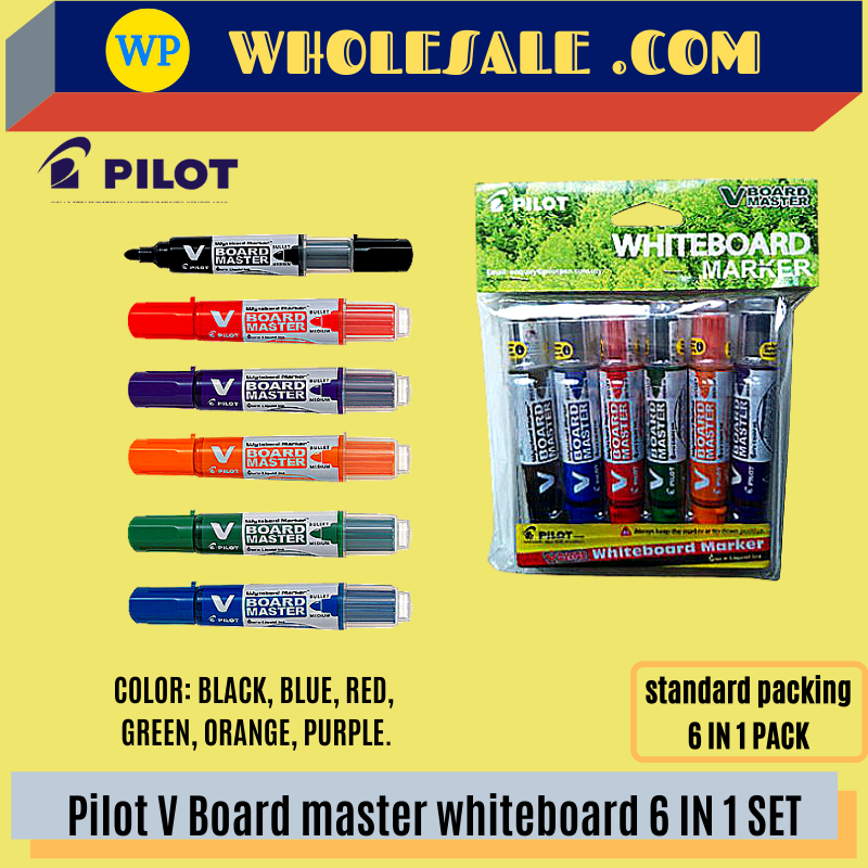 PILOT WBV WHITEBOARD MAKER -BULLET POINT -6 IN 1 SET / Pilot / Whiteboard Marker / Marker Pen / V Board / Set / Bullet Point / Pilot WBV Whiteboard Marker