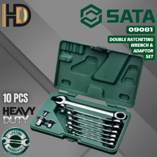 SATA Double Ratchet Wrench Set with Quick Release Ratchet Socket Adapter