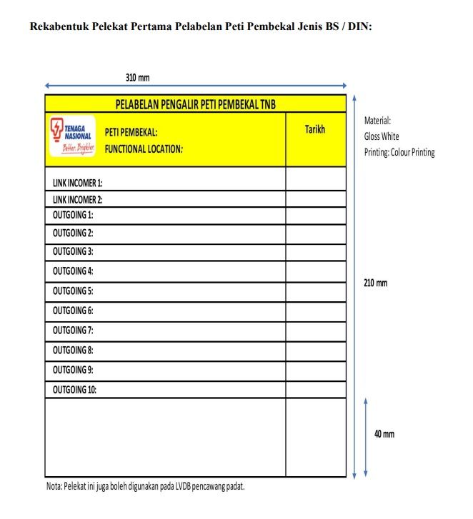 - Stiker Label Peti Pembekal TNB Jenis BS/DIN [10s]
