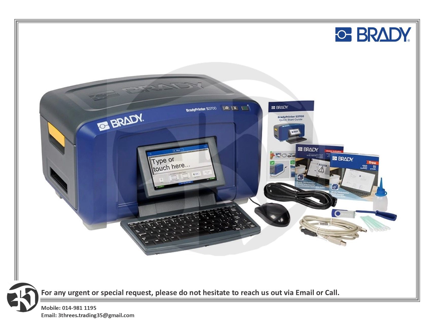 Brady S3700 Multicolor Safety Sign and Label Printer with XY Cutter and Software