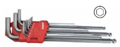 Temo 9Pc Standard Length Ball Driver L-Wrench Set - 1.5 - 10mm