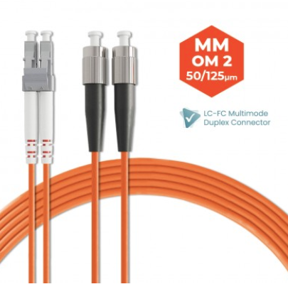 LC-FC 50/125 OM2 MULTIMODE DUPLEX FIBER OPTIC PATCH CABLE 3M 5M 10M