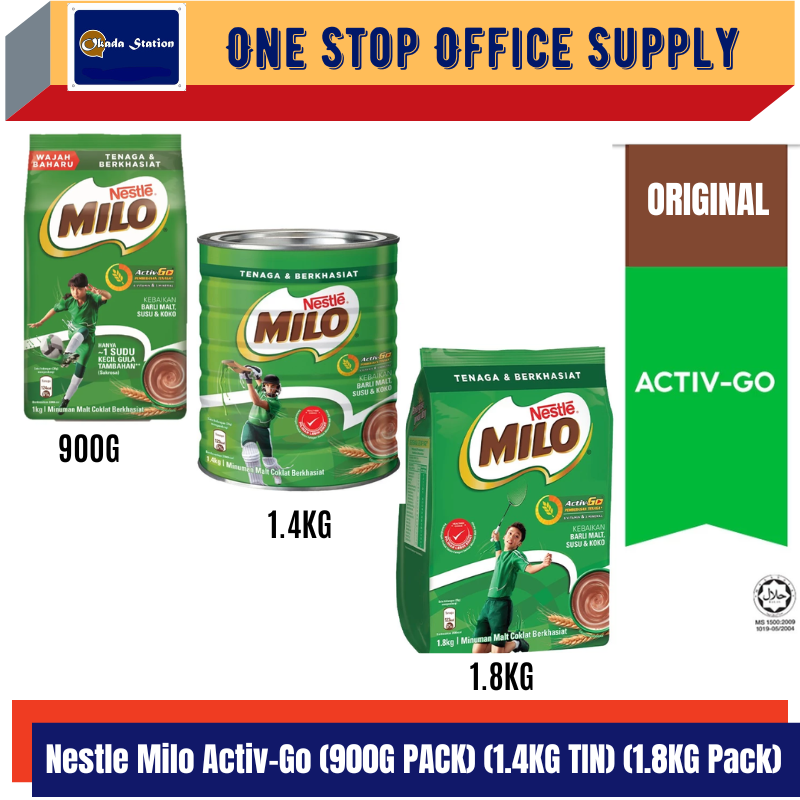 NESTLE MILO ACTIV-GO (900G PACK) (1.8KG Pack)(1.4KG TIN) / MILO / CHOCOLATE POWDER / MILO POWDER / MILO CHOCOLATE POWDER / NESTLE MILO