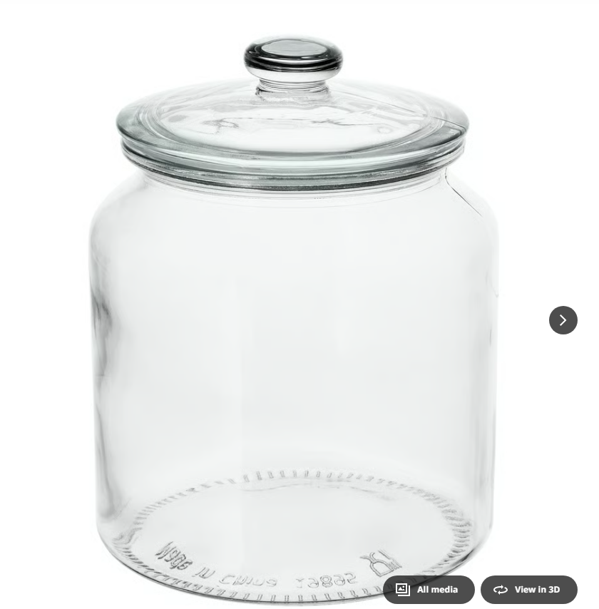 Jar with lid, clear glass, 1.9 l