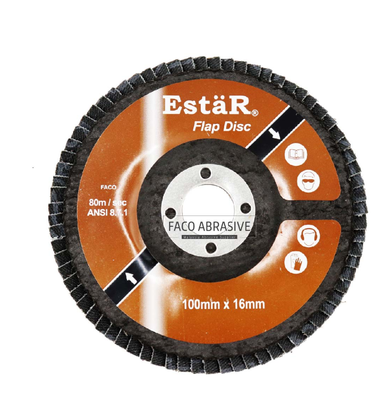 Estar 4 INCH FLAP DISC_4? (100mm) X 16mm, _ (GRIT SIZE : P40, P60, P80, P100, P120, P180, P240, P320, P400) - ALUMINIUM OXIDE