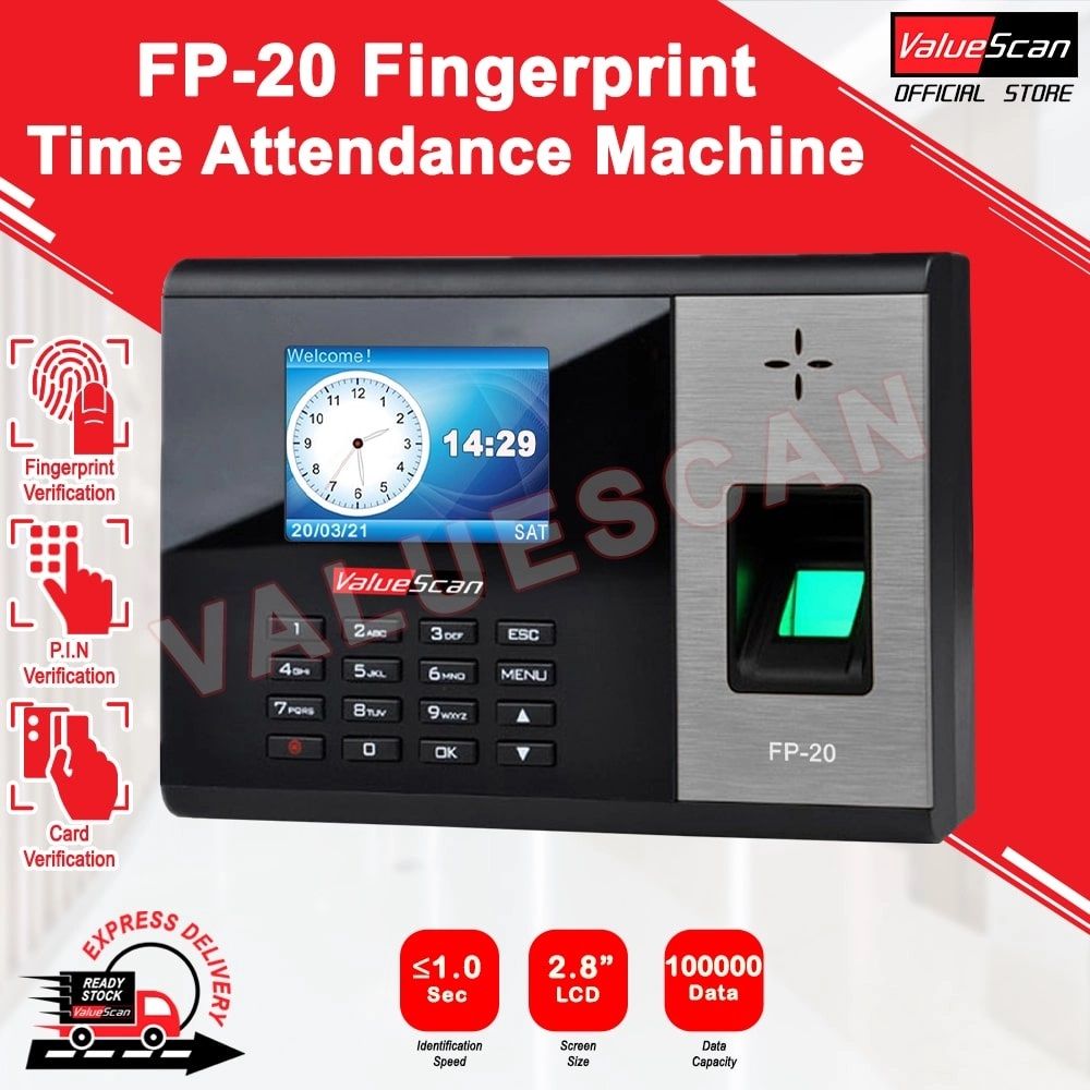 ValueScan FP-20 Fingerprint Time Attendance ( mesin perakam waktu, Fingerprint Time Attendance Machine, Time Attendance, Fingerprint Readers, Fingerprint)