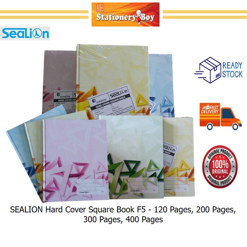 SEALION Hard Cover Square Book F5 / Buku Kulit Keras - 120 pages, 200 pages, 300 pages, 400 pages