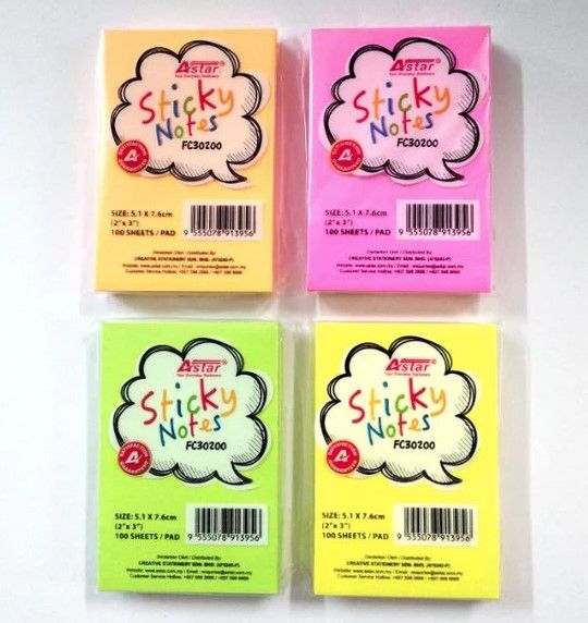 ASTAR NEON POST IT PAD 2" X 3"
