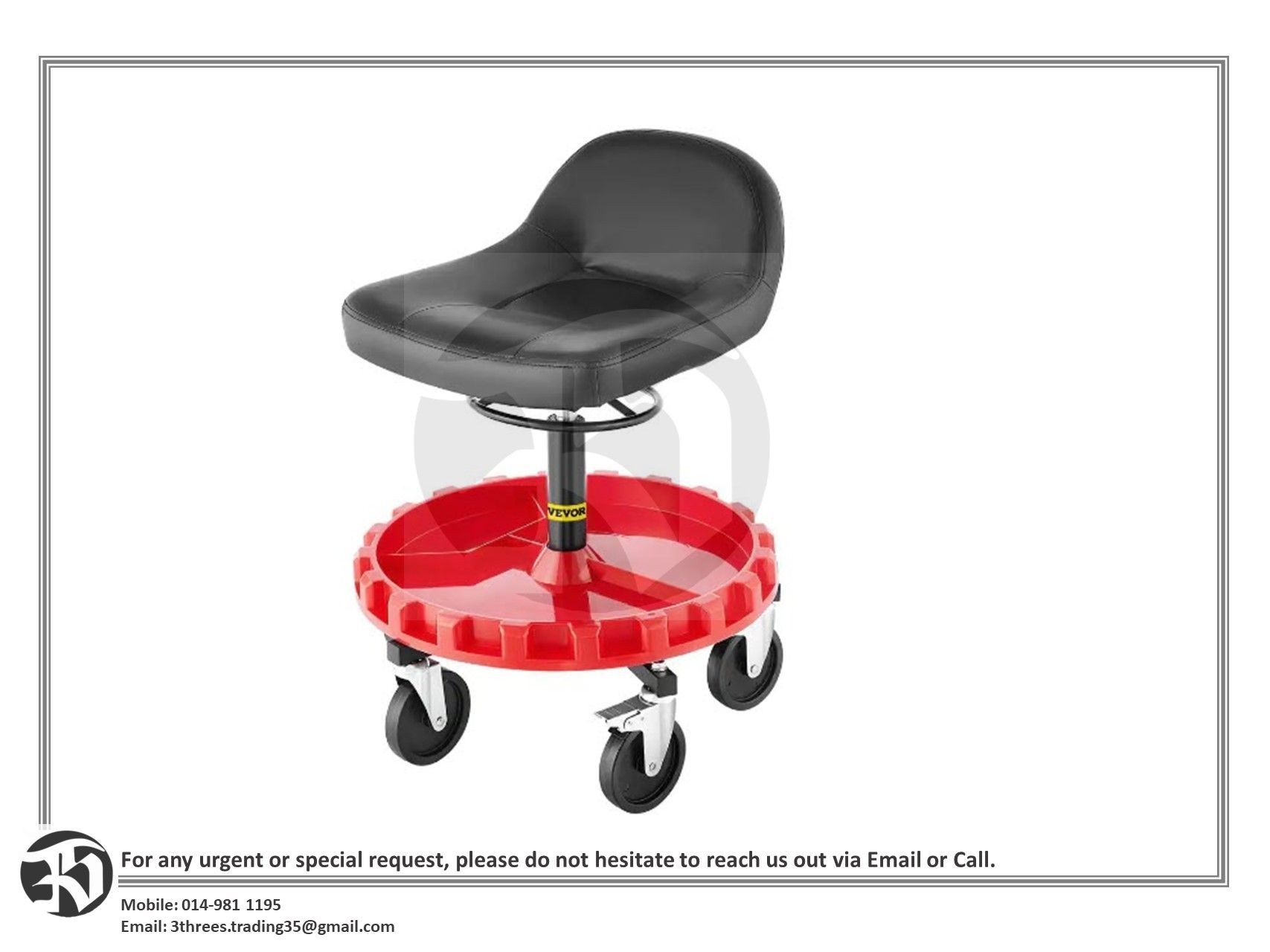 VEVOR Shop Mechanic Stool 300 LBS/135 KG