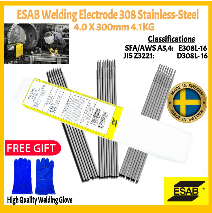 RIGHTWELL ESAB OK 308L STAINLESS STEEL WELDING ELECTRODE 4.0MM (4.1KG) (SWEDEN)
