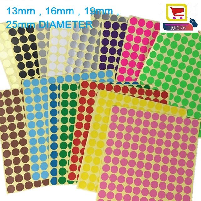 Sticker Warna / colour sticker / dot sticker / stiker bulat / ROUND RTSB 13mm , 16mm , 19mm , 25mm DIAMETER