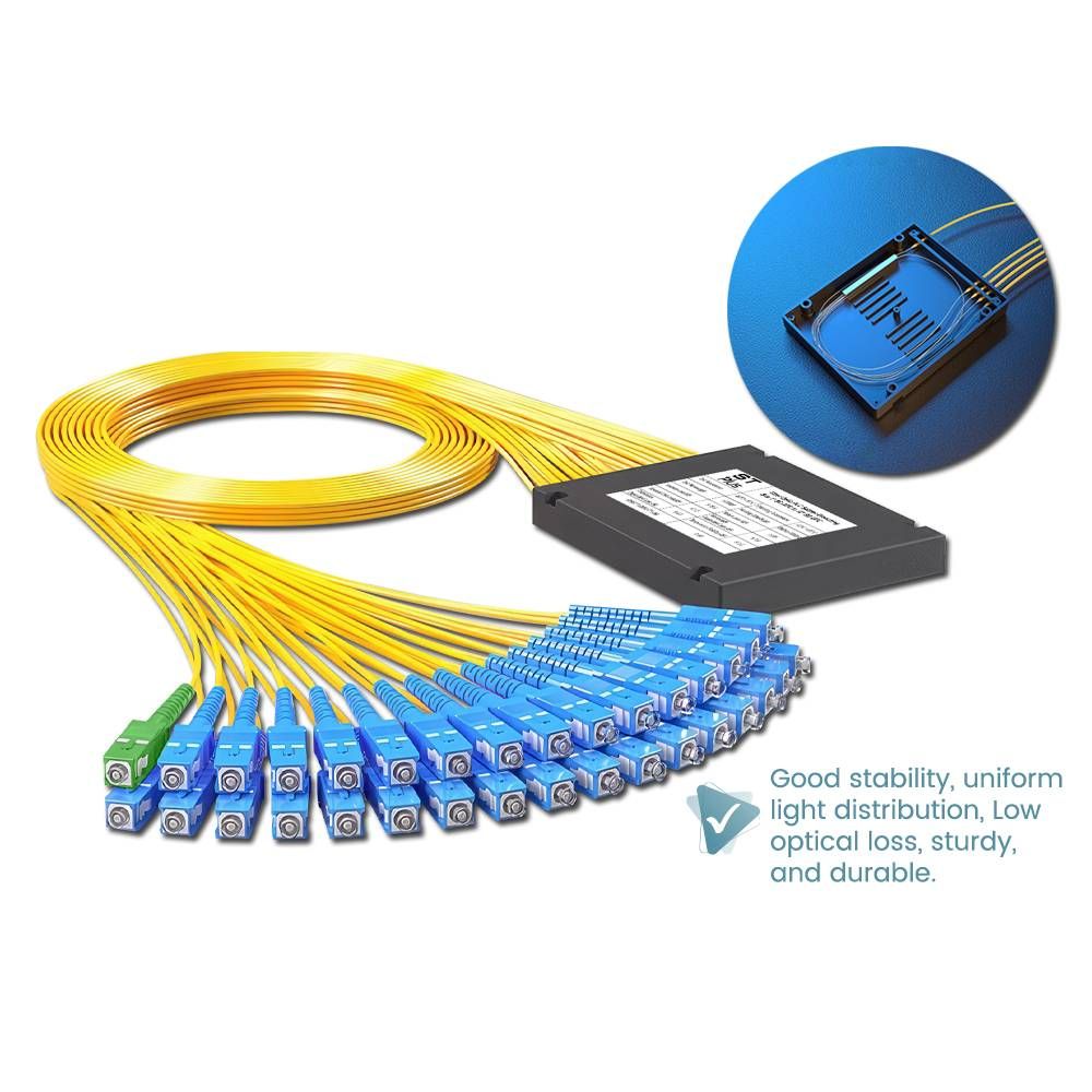 1 SPLIT TO 32 FIBER OPTIC PLC SPLITTER SM SC-UPC/APC & APC/UPC & UPC/UPC & APC/APC CONNECTOR