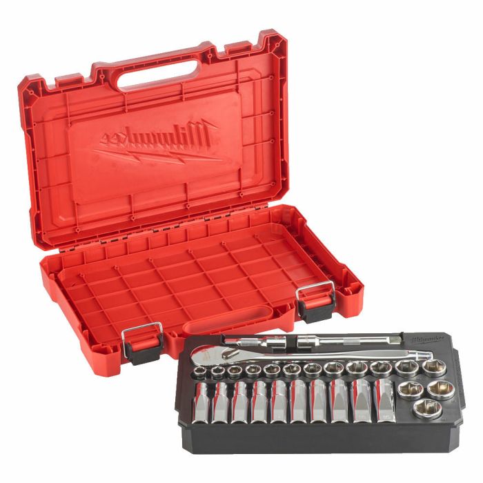 Milwaukee 1/2” Drive Metric 28pc Ratchet & Socket Set 4932-4718-64