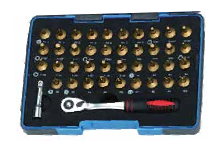 Temo 41Pc 1/4" Hex. Dr. Professional TiN Coated Screwdriver Bit Set