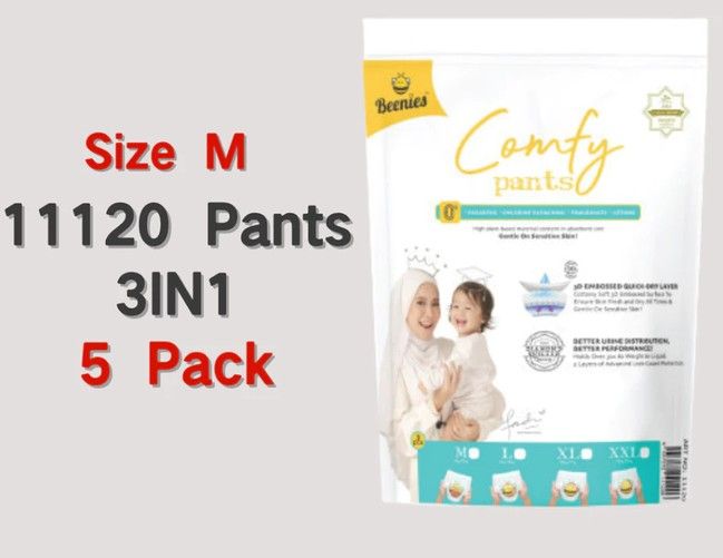 Beenies Comfy Pants / Carefy Tape Disposable Baby Diapers Trial Pack 4in1 /3in1 -  5 pack 5 pk 11120 M pant SL-11120-11123-11130-11134-KK