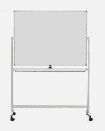 *Double sided magnetic whiteboard size 4' (H) x 5' (W) c/w mobile stand