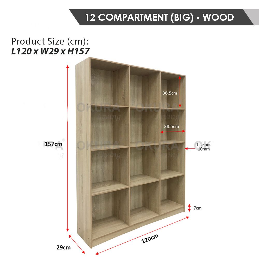 QS 12 Compartments Multipurpose Storage Book Shelf File Cabinet Shelf Rack / Almari Rak Buku