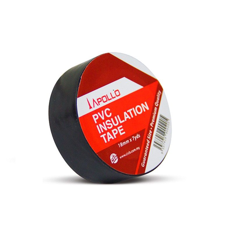 APOLLO PVC INSULATION ELECTRICAL WIRING TAPE - BLACK (18MM X 7YARDS)