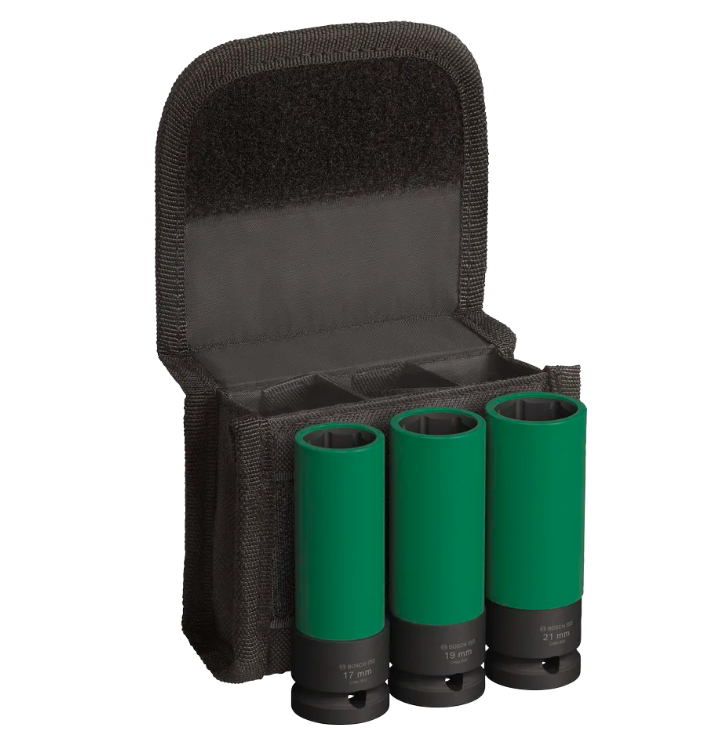 BOSCH PRO IMPACT SOCKET SET PET COVERS 1/2" EXTRA-DEEP (3 PCS) (2608003033)
