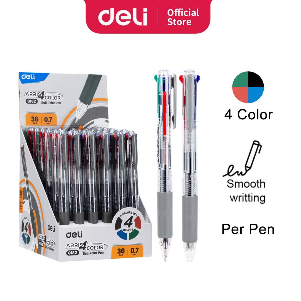 Deli Ballpoint Pen EQ182 Arries Series 4 Colors In One 0.7mm