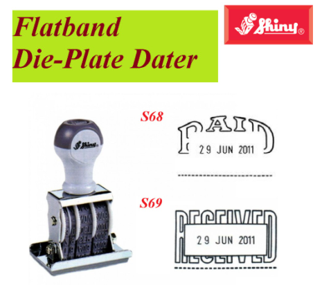 SHINY Date Stamp With Text "PAID" / "RECEIVED" Die Plate Date Stamp