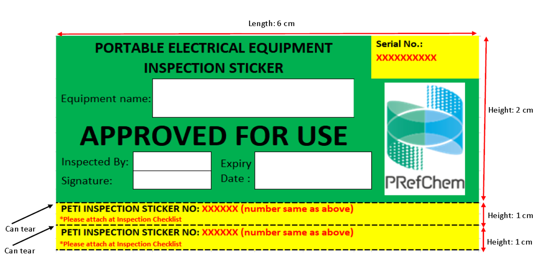 EQUIPMENT INSPECTION STICKER (SMALL)