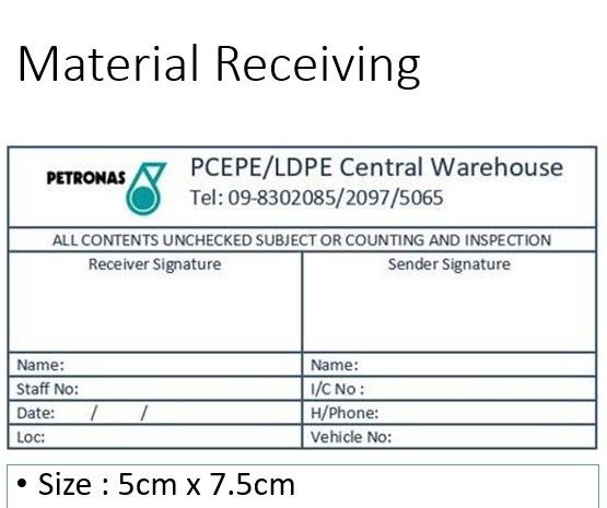 oem *#RUBBER STAMP - AE FLASH STAMP - Material Receiving