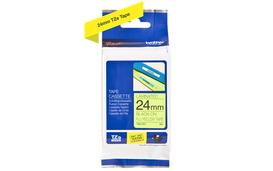 Brother TZe-C51 Black on Fluorescent Yellow (24mm) Tapes