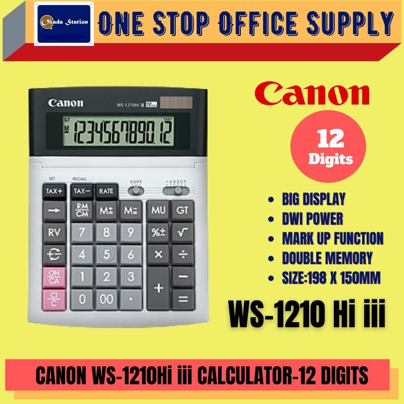Canon Desktop Calculator 12 digits WS-1210HI-III /Canon /Calculator /Desktop Calculator /Canon WS-1210HI /Canon Desktop Calculator 12 Digits