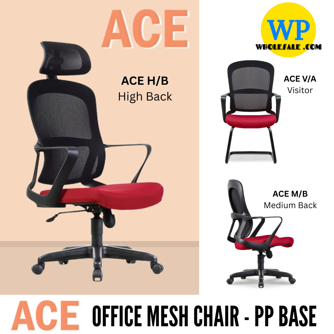 CLASSIC CHAIR ACE ERGONOMIC OFFICE MESH CHAIR - ALL SIZE / MESH SERIES / OFFICE CONFERENCE CHAIR / OFFICE SWIVEL CHAIR / EXECUTIVE CHAIR / DIRECTOR CHAIR / OFFICE CHAIR / PP BASE / FABRIC / PU LEATHER / ACE